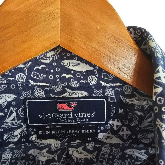Vineyard Vines Slim Fit Murray Shirt‎ Nautical Print Button Down Size M - Picture 6 of 10